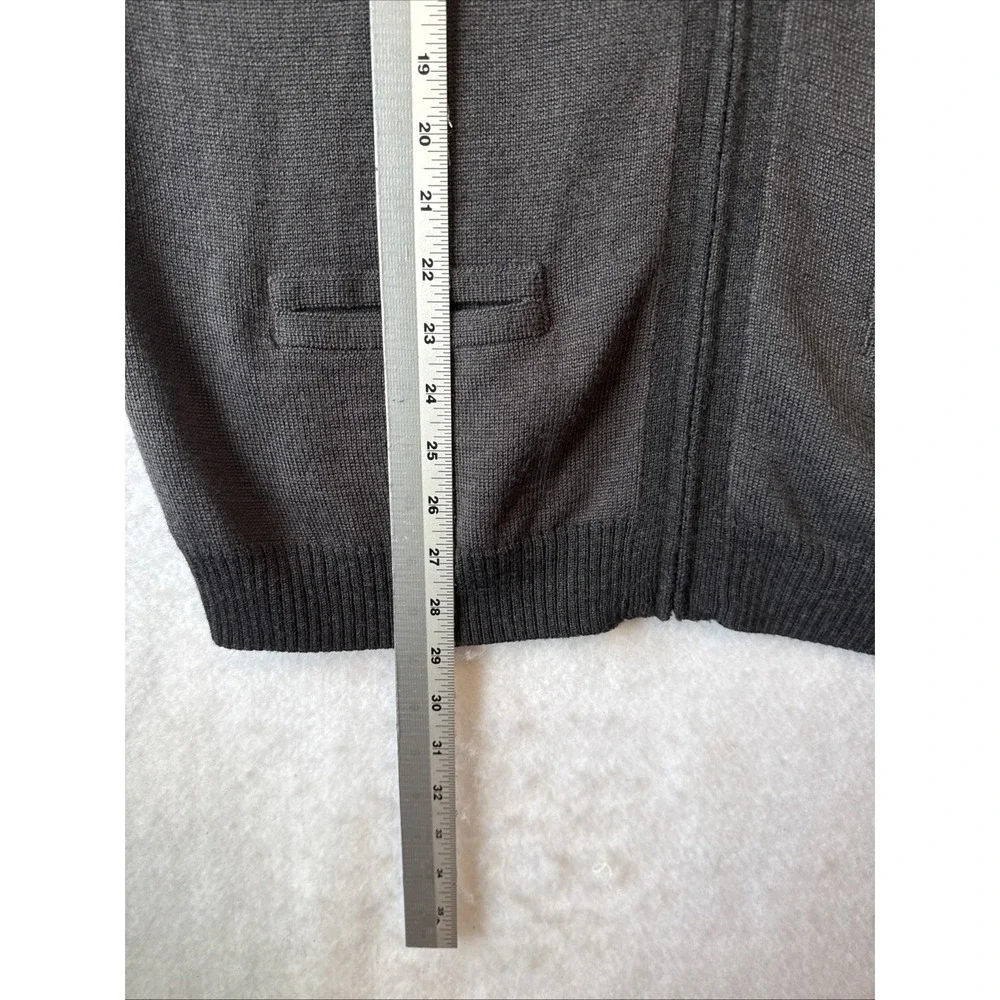 Calvin Klein Merino Wool Full Zip Cardigan L Italian yarn Knit Grandpa Luxe